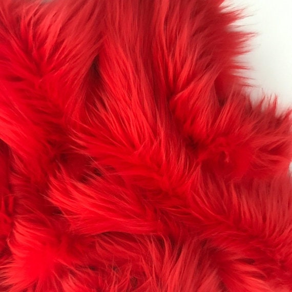 Solid Shaggy Faux Fur Fabric - Sold By Yard - 60" Width For Coats Costumes Scarfs Rugs Crafts Decor - Quilting, Pillows, Throws, Red