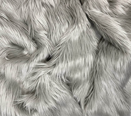 Solid Shaggy Faux Fur Fabric - Sold By Yard - 60" Width For Coats Costumes Scarfs Rugs Crafts Decor - Quilting, Pillows, Throws, Silver