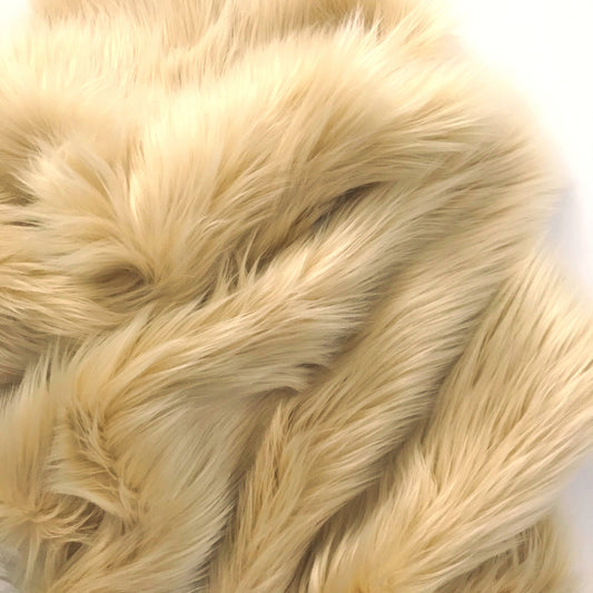 Solid Shaggy Faux Fur Fabric - Sold By Yard - 60" Width For Coats Costumes Scarfs Rugs Crafts Decor - Quilting, Pillows, Throws, Beige