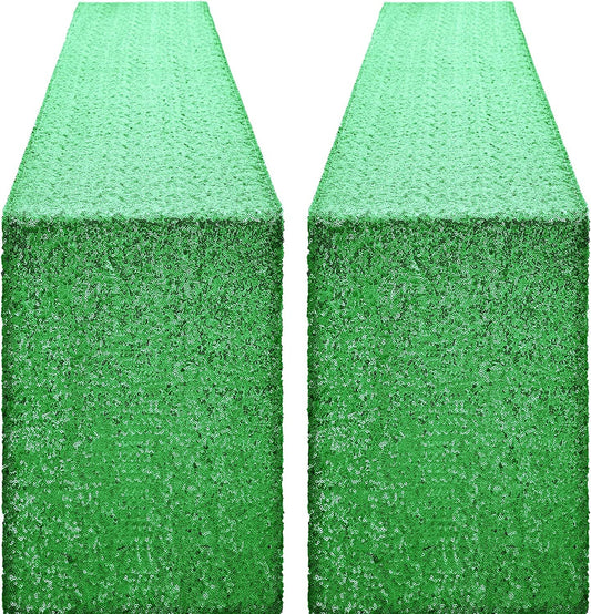 4 Pack -- Green Table Runners - Sequin Table Runner Glitter Table Runner for Birthday Party, Supplies Decorations ( 4 Pack )