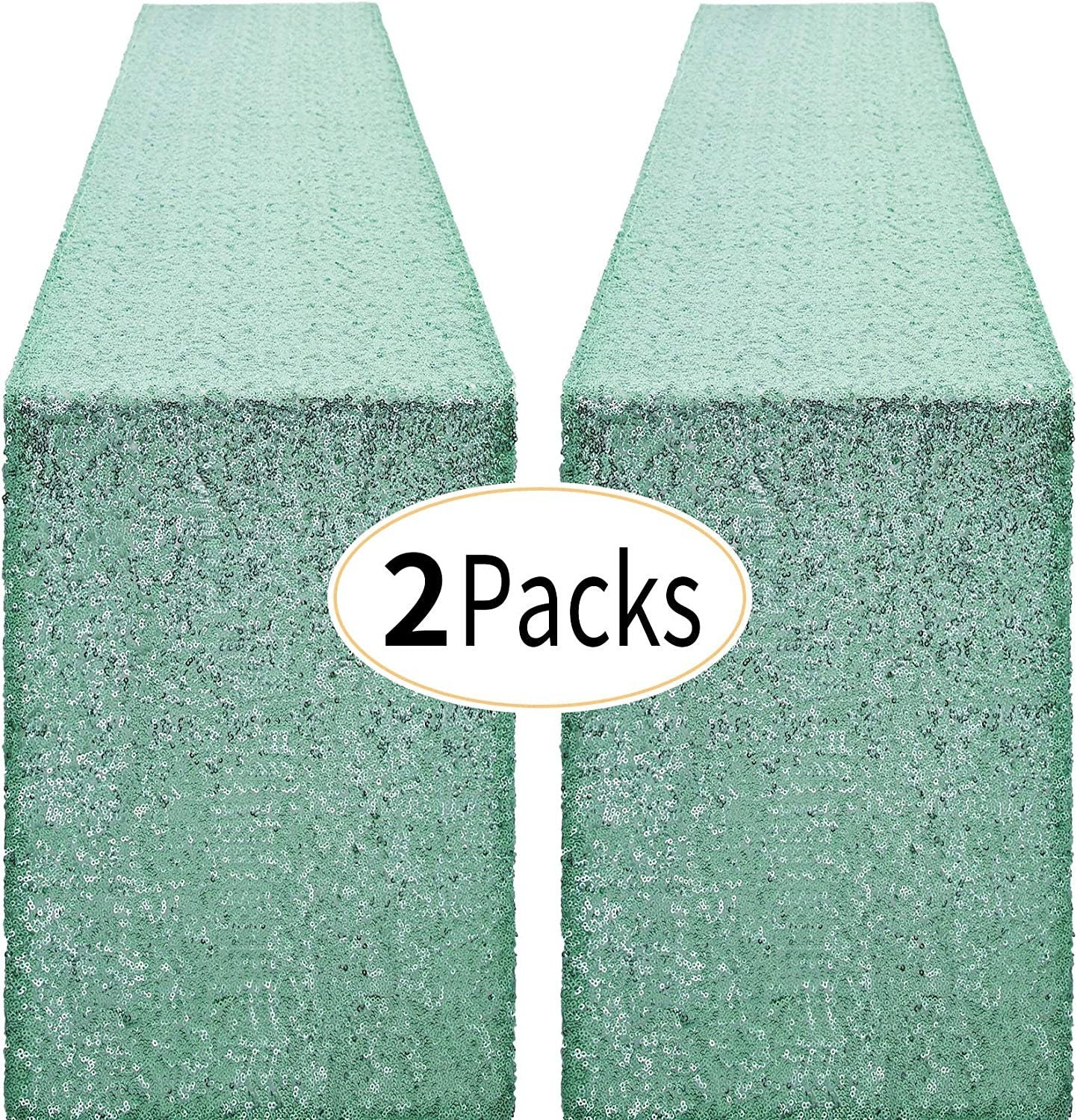 4 Pack -- Mint Green Table Runners - Sequin Table Runner Glitter Table Runner for Birthday Party, Supplies Decorations ( 4 Pack )