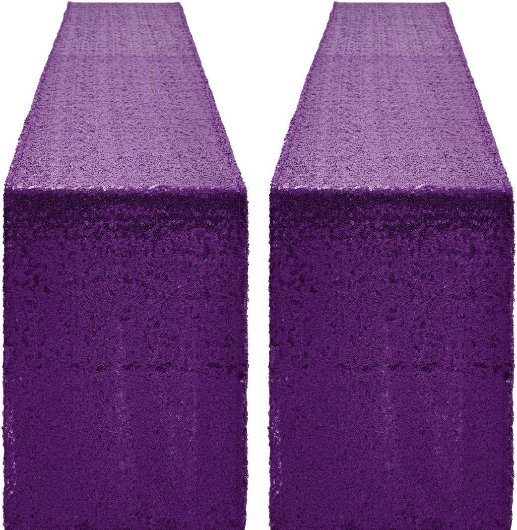 4 Pack -- Purple Table Runners - Sequin Table Runner Glitter Table Runner for Birthday Party, Supplies Decorations ( 4 Pack )