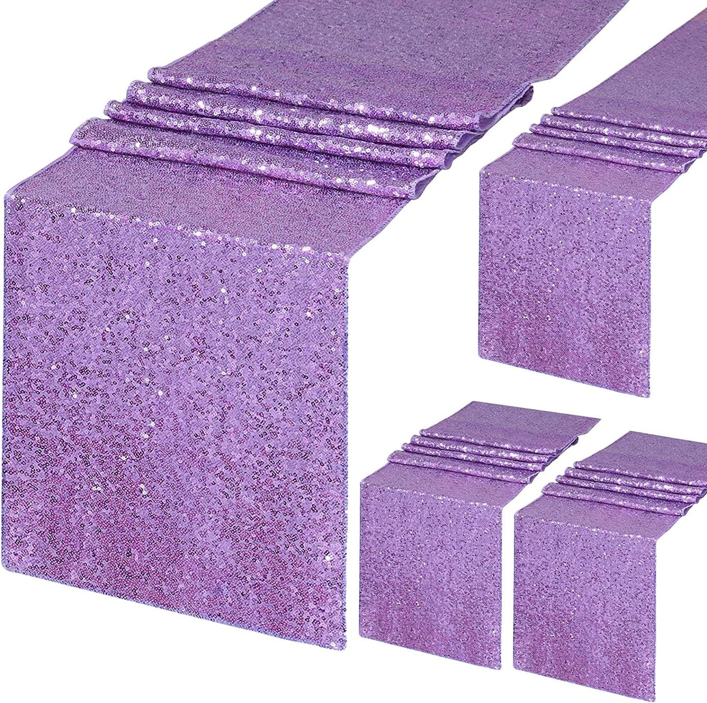 4 Pack -- Lavender Table Runners - Sequin Table Runner Glitter Table Runner for Birthday Party, Supplies Decorations ( 4 Pack )