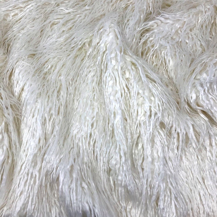 Mongolian Faux Fur Fabric - Sold By Yard - 60" Width For Coats Costumes Scarfs Rugs Crafts Decor - Quilting, Pillows, Throws, Ivory