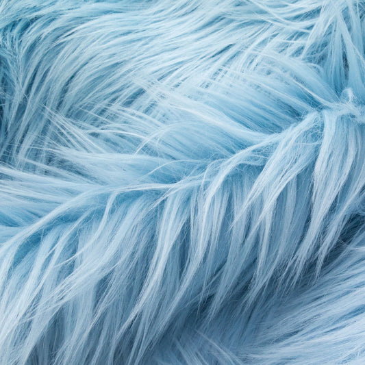 Mongolian Faux Fur Fabric - Sold By Yard - 60" Width For Coats Costumes Scarfs Rugs Crafts Decor - Quilting, Pillows, Throws, Baby Blue