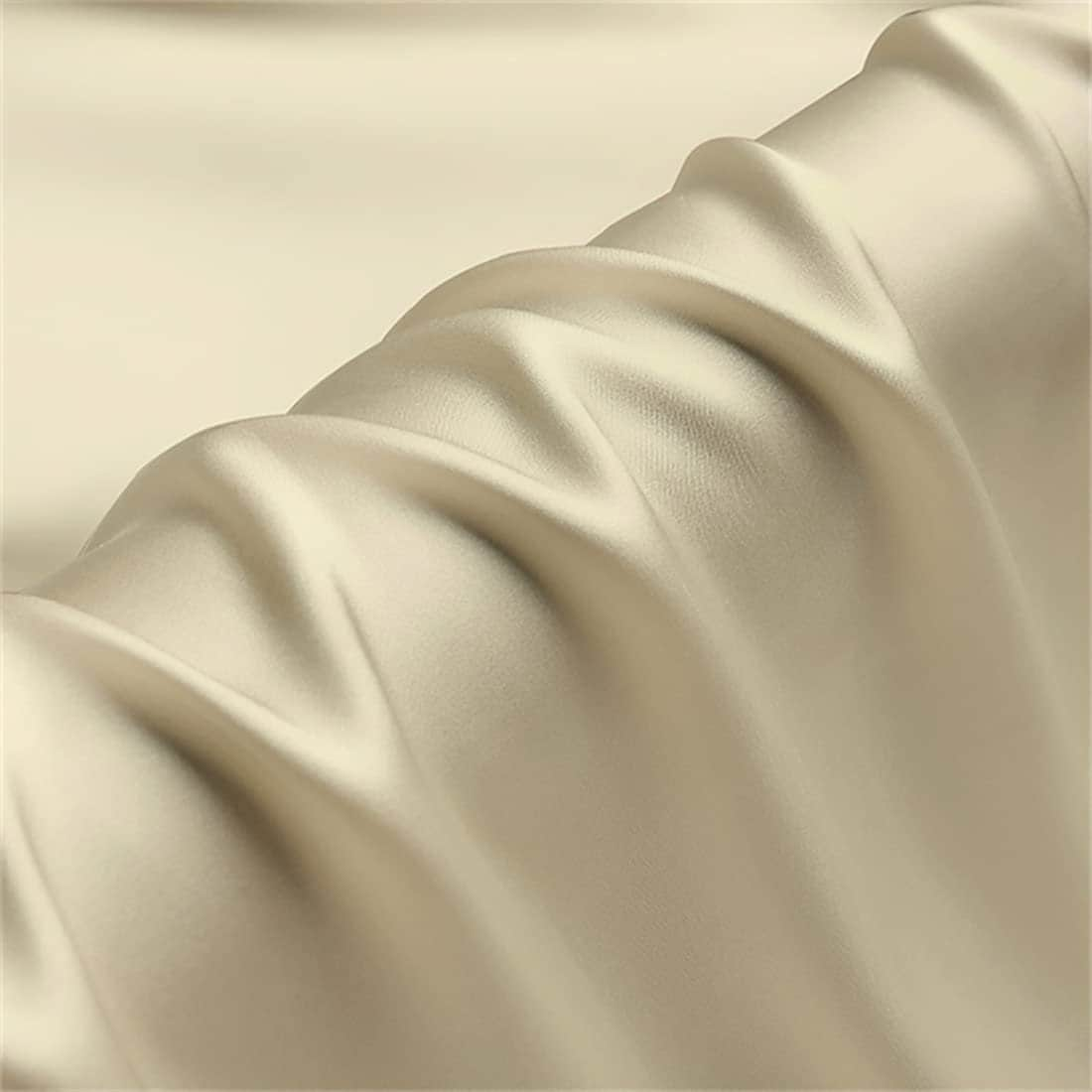 Silky Shiny Stretch Charmeuse Satin Fabric for Wedding Dress Fashion Crafts Costumes Decorations Silky Satin 58” Sold By Yard Beige