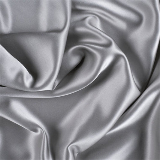 Silky Shiny Stretch Charmeuse Satin Fabric for Wedding Dress Fashion Crafts Costumes Decorations Silky Satin 58” Sold By Yard Silver