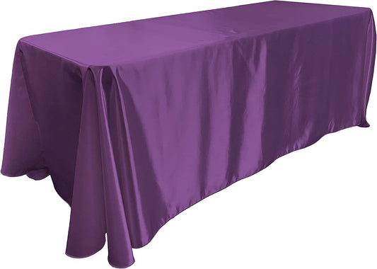 90" Purple Satin Tablecloth for Wedding Dinning Event Parties Banquet Holiday Decoration Square Rectangle Table Cover