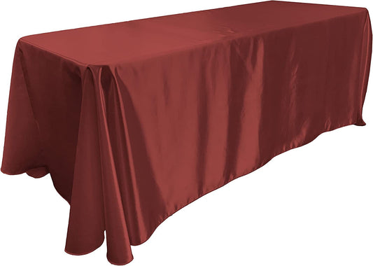 90"  Burgundy Satin Tablecloth for Wedding Dinning Event Parties Banquet Holiday Decoration Square Rectangle Table Cover