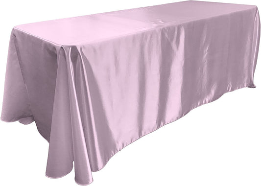 90"  Lilac Satin Tablecloth for Wedding Dinning Event Parties Banquet Holiday Decoration Square Rectangle Table Cover