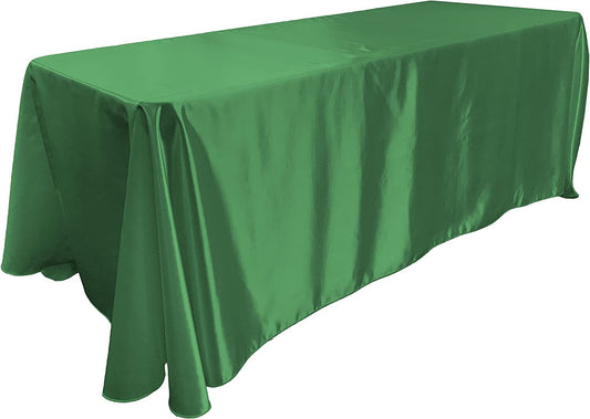 90"  Kelly Green Satin Tablecloth for Wedding Dinning Event Parties Banquet Holiday Decoration Square Rectangle Table Cover