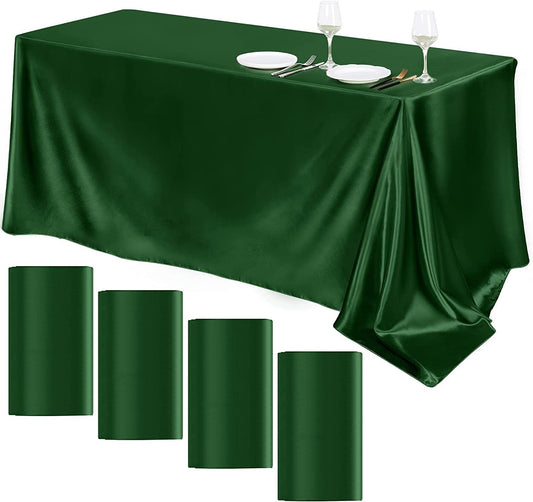 90"  Hunter Satin Tablecloth for Wedding Dinning Event Parties Banquet Holiday Decoration Square Rectangle Table Cover