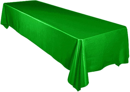 60" Satin Party Tablecloth Table Cover Wedding Rectangle Bright Tablecloth Table Cover Smooth Fabric Tablecloth Decor for Wedding Emerald