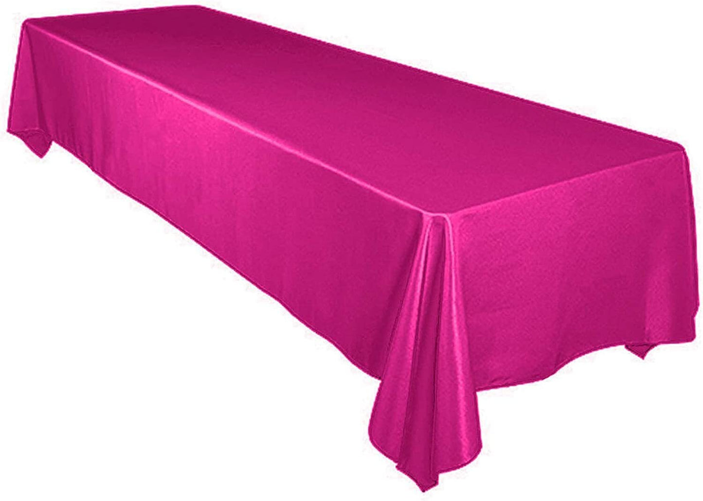 60" Satin Party Tablecloth Table Cover Wedding Rectangle Bright Tablecloth Table Cover Smooth Fabric Tablecloth Decor for Wedding Fuchsia