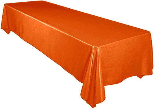 60" Satin Party Tablecloth Table Cover Wedding Rectangle Bright Tablecloth Table Cover Smooth Fabric Tablecloth Decor for Wedding Orange