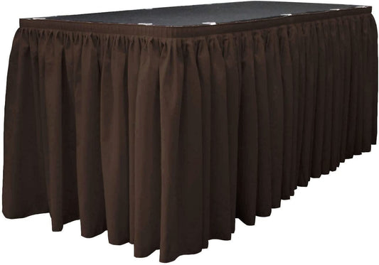 14-Foot by 29-Inch - Poplin Table Skirt for Rectangle Tables, Pleat Fabric for Wedding Banquet Trade Show, 14-Foot by 29-Inch Long Brown