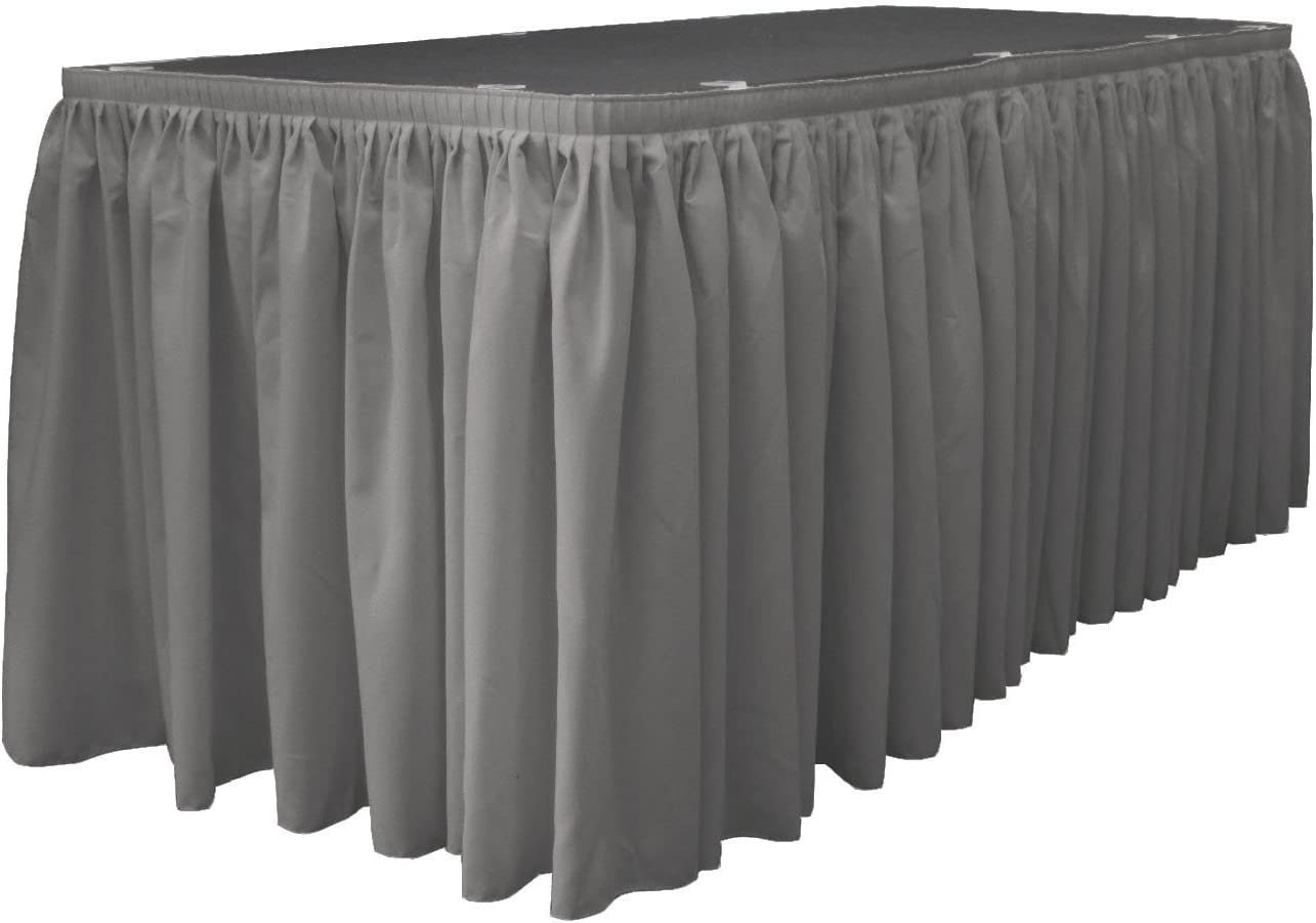 14-Foot by 29-Inch - Poplin Table Skirt for Rectangle Tables, Pleat Fabric for Wedding Banquet Trade Show, 14-Foot by 29-Inch  Charcoal