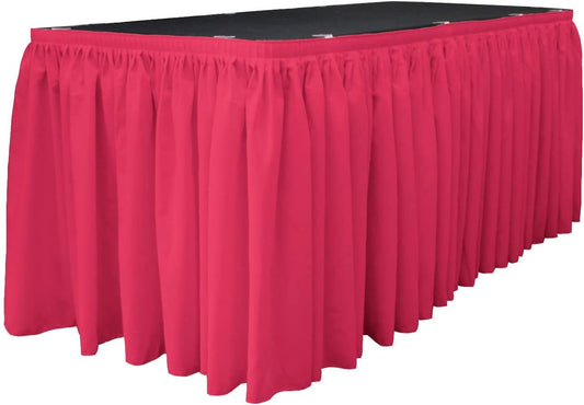 14-Foot by 29-Inch - Poplin Table Skirt for Rectangle Tables, Pleat Fabric for Wedding Banquet Trade Show, 14-Foot by 29-Inch  Fuchsia