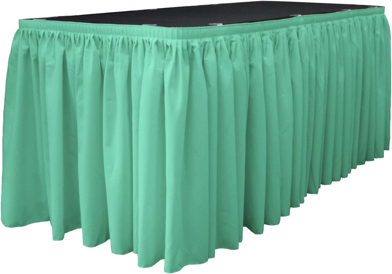 14-Foot by 29-Inch - Poplin Table Skirt for Rectangle Tables, Pleat Fabric for Wedding Banquet Trade Show, 14-Foot by 29-Inch Mint