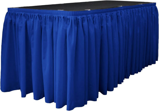 14-Foot by 29-Inch - Poplin Table Skirt for Rectangle Tables, Pleat Fabric for Wedding Banquet Trade Show, 14-Foot by 29-Inch Royal Blue