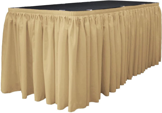 14-Foot by 29-Inch - Poplin Table Skirt for Rectangle Tables, Pleat Fabric for Wedding Banquet Trade Show, 14-Foot by 29-Inch Khaki