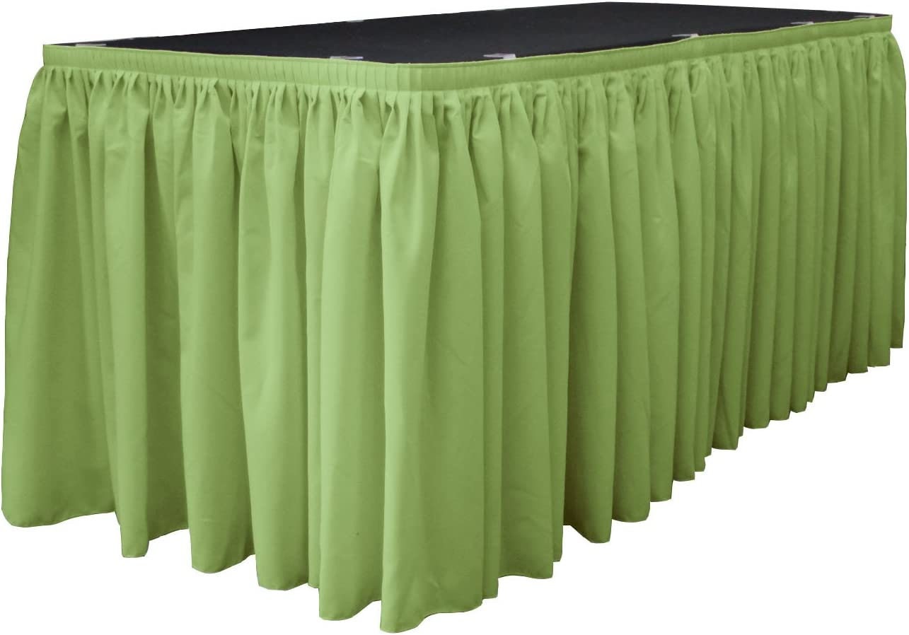 14-Foot by 29-Inch - Poplin Table Skirt for Rectangle Tables, Pleat Fabric for Wedding Banquet Trade Show, 14-Foot by 29-Inch Sage