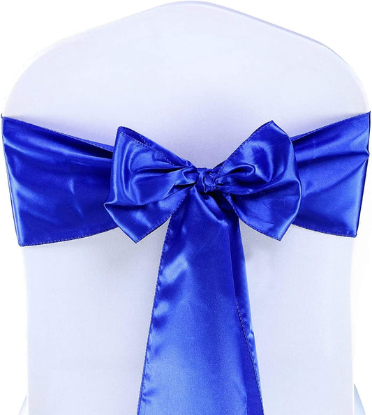 50 PCS Royal Satin Chair Sashes Bows Universal Chair Cover for Wedding Reception Restaurant Event Decoration Banquet,Party  (7 x 108 inch)