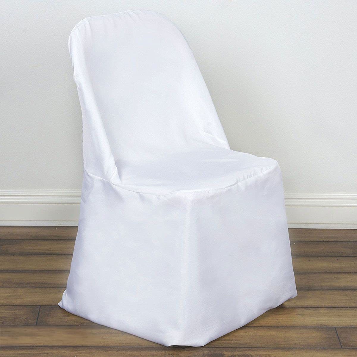 Folding Chair Covers - Folding Chair Covers for Wedding, Party, and Banquet - Elegant Cloth Slipcovers White