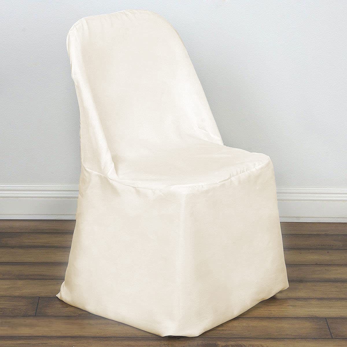 Folding Chair Covers - Folding Chair Covers for Wedding, Party, and Banquet - Elegant Cloth Slipcovers Ivory