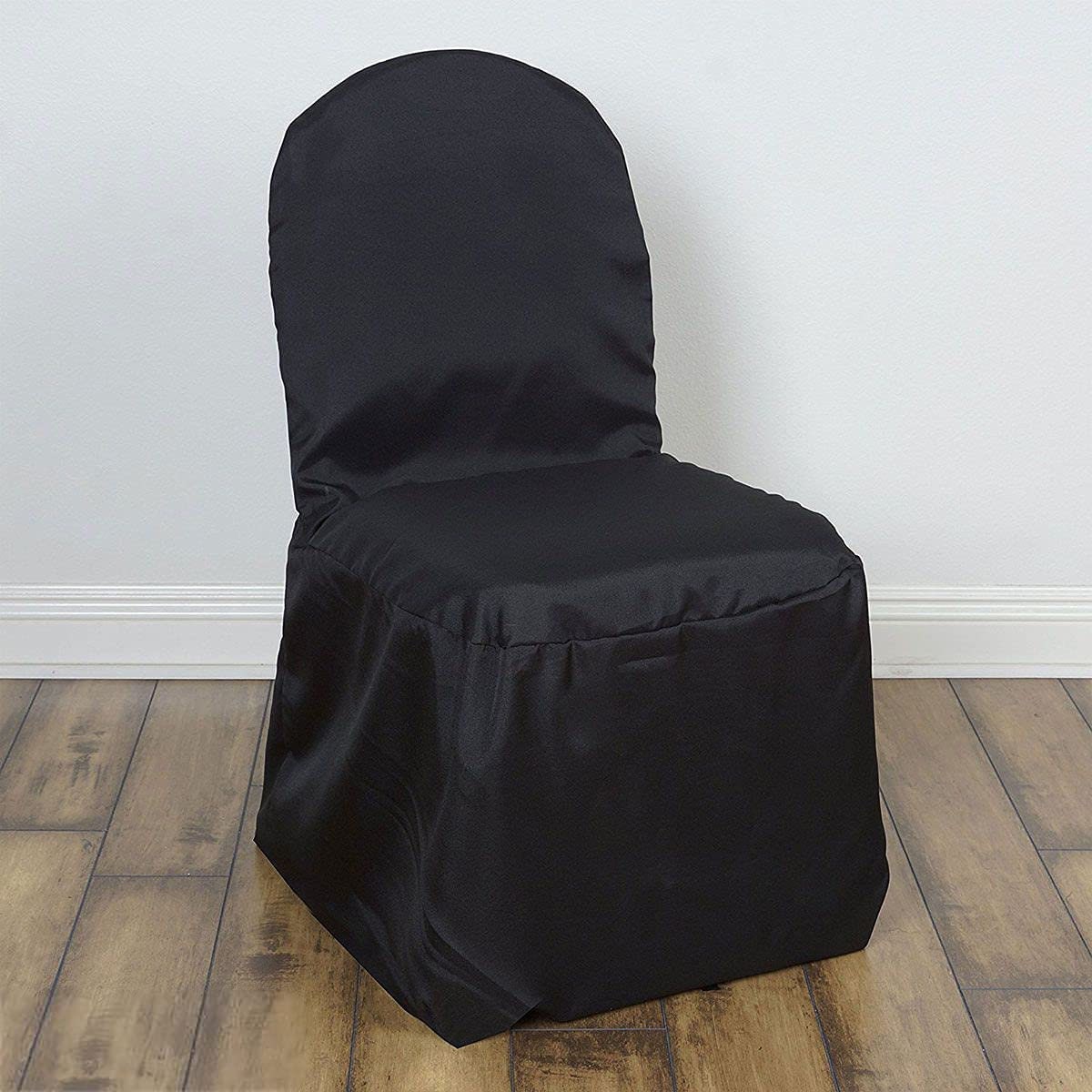 Banquet Chair Covers - Chair Covers for Wedding, Party, and Banquet - Elegant Cloth Slipcovers Black