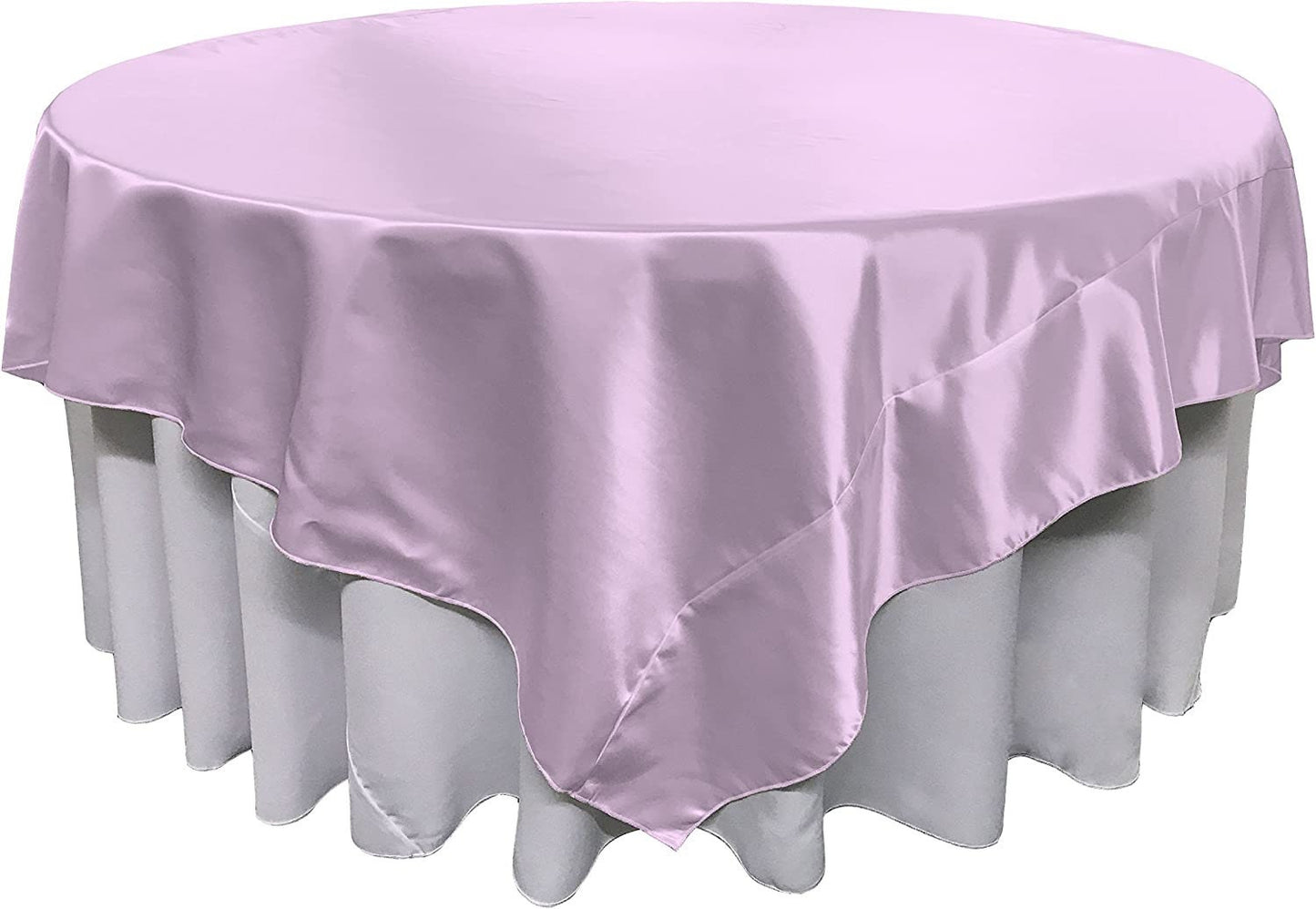 Overlay Bridal Sating Washable Square Tablecloth, Stain and Wrinkle Resistant Table Cover Dinning, Kitchen, Party, Holiday Lavender