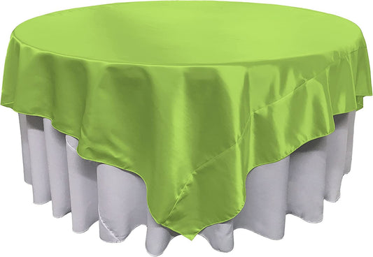 Overlay Bridal Sating Washable Square Tablecloth, Stain and Wrinkle Resistant Table Cover Dinning, Kitchen, Party, Holiday Lime