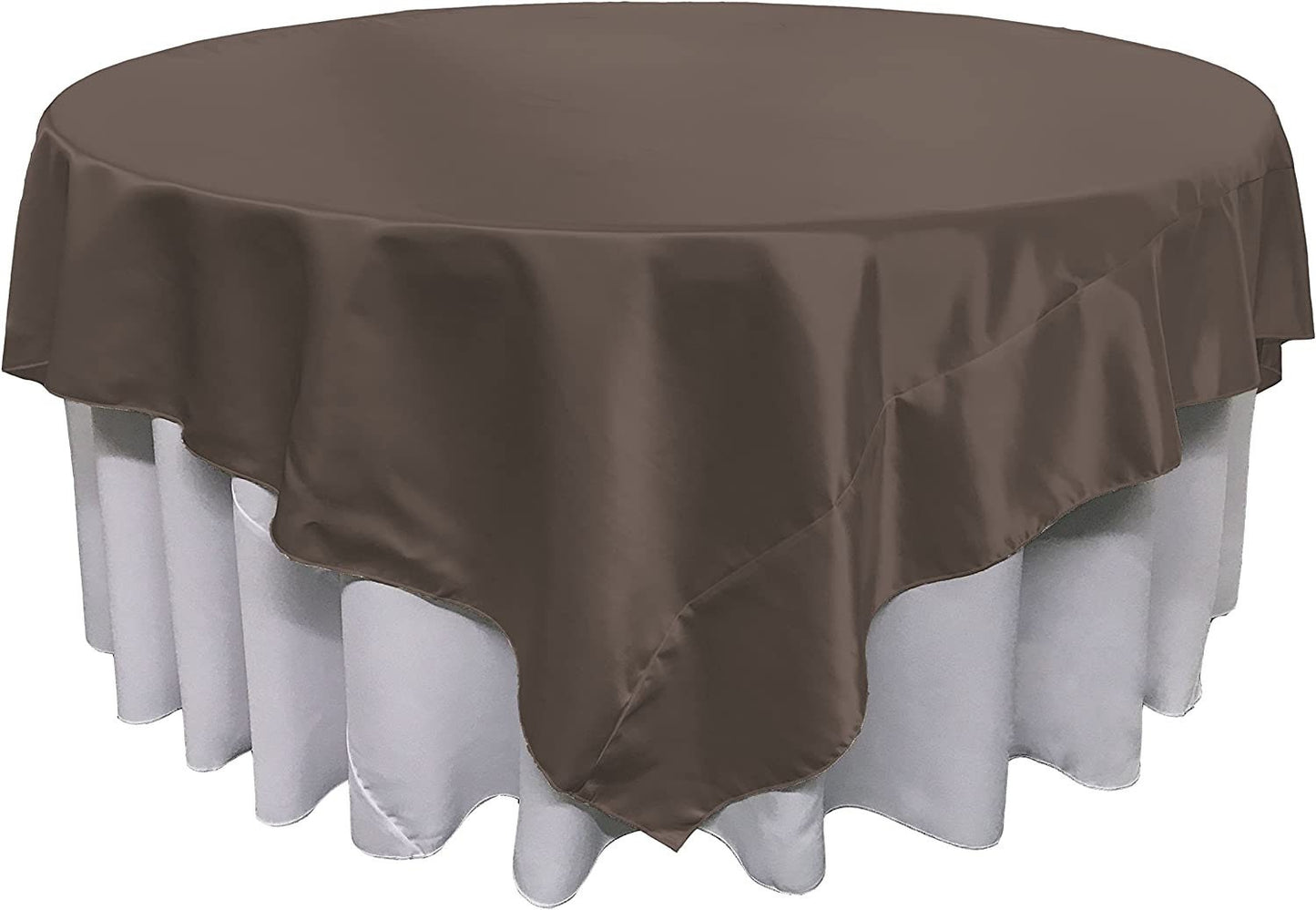 Overlay Bridal Sating Washable Square Tablecloth, Stain and Wrinkle Resistant Table Cover Dinning, Kitchen, Party, Holiday Charcoal