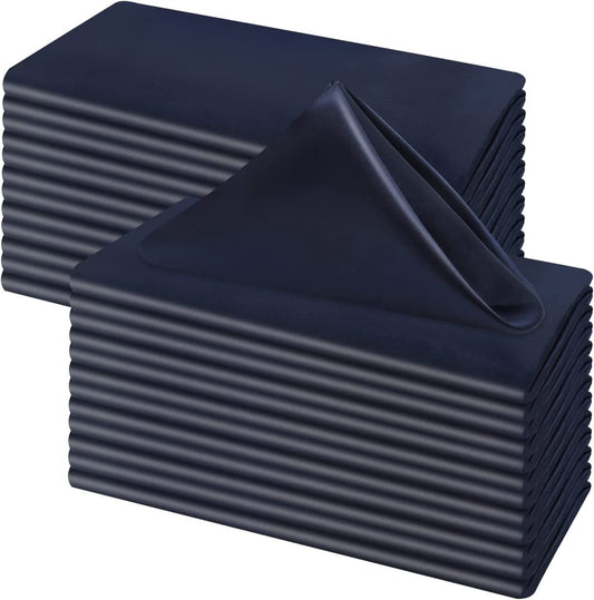 50 Pack Cloth Napkins 18" X 18" Square Satin Cloth Napkins, Soft Table Napkins Bright Silk Dinner Napkin Cloth ( Navy )