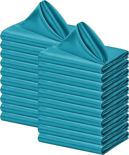 50 Pack Cloth Napkins 18" X 18" Square Satin Cloth Napkins, Soft Table Napkins Bright Silk Dinner Napkin Cloth ( Turquoise )