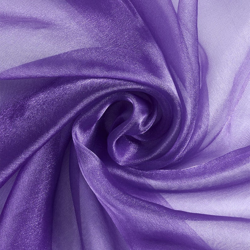 Polyester Soft Light Weight, Sheer, See Through Crystal Organza Fabric Sold By The Yard. Purple