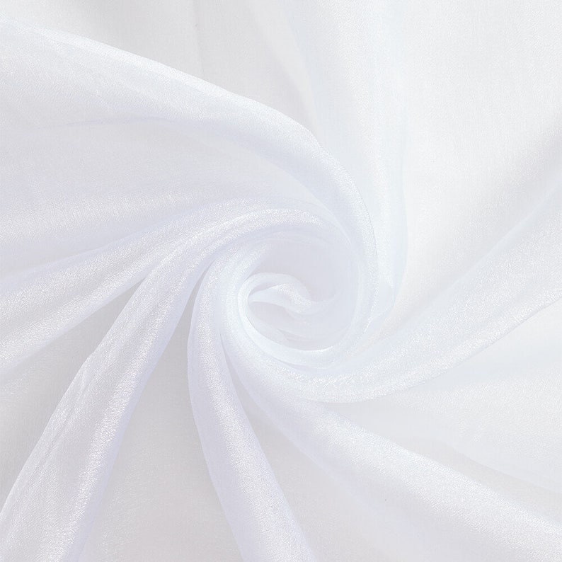 Polyester Soft Light Weight, Sheer, See Through Crystal Organza Fabric Sold By The Yard. White