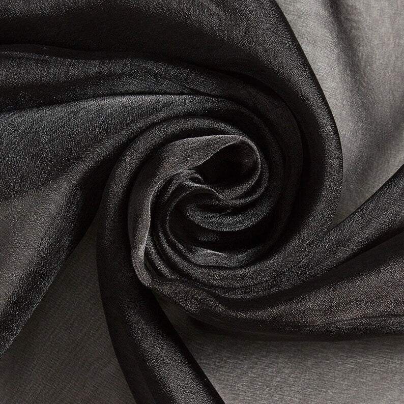 Polyester Soft Light Weight, Sheer, See Through Crystal Organza Fabric Sold By The Yard. Black