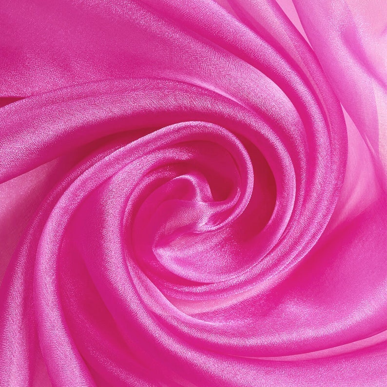 Polyester Soft Light Weight, Sheer, See Through Crystal Organza Fabric Sold By The Yard. Fuchsia