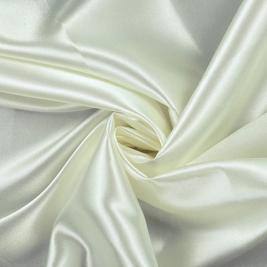 Charmeuse Bridal Solid Satin Fabric for Wedding Dress Fashion Crafts Costumes Decorations Silky Satin 58” Sold By Yard Ivory