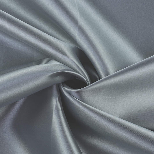 Charmeuse Bridal Solid Satin Fabric for Wedding Dress Fashion Crafts Costumes Decorations Silky Satin 58” Sold By Yard Silver