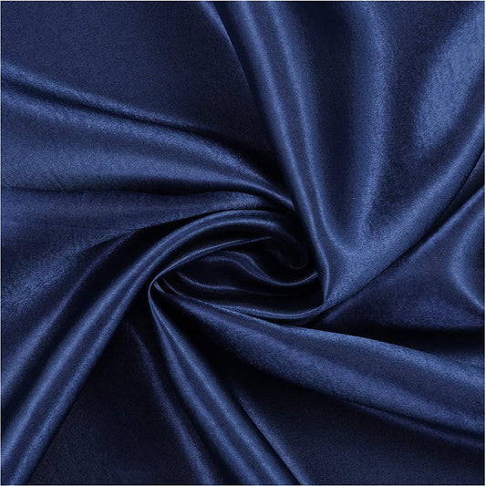 Charmeuse Bridal Solid Satin Fabric for Wedding Dress Fashion Crafts Costumes Decorations Silky Satin 58” Sold By Yard Navy