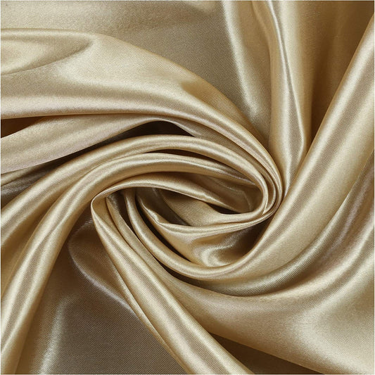 Charmeuse Bridal Solid Satin Fabric for Wedding Dress Fashion Crafts Costumes Decorations Silky Satin 58” Sold By Yard Champagne