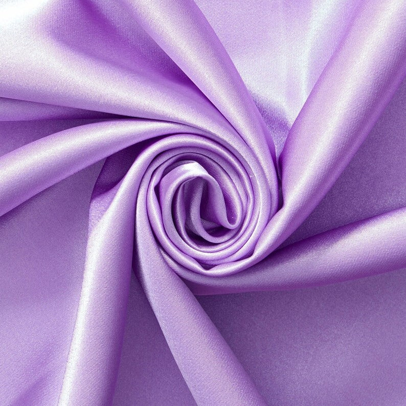 Crepe Back Satin - Bridal Solid Satin Fabric for Wedding Dress Fashion Crafts Costumes Decorations Silky Satin 58” Sold By Yard Lavender