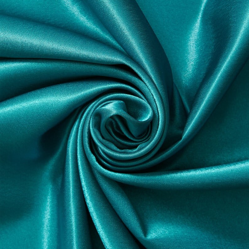 Crepe Back Satin - Bridal Solid Satin Fabric for Wedding Dress Fashion Crafts Costumes Decorations Silky Satin 58” Sold By Yard Teal