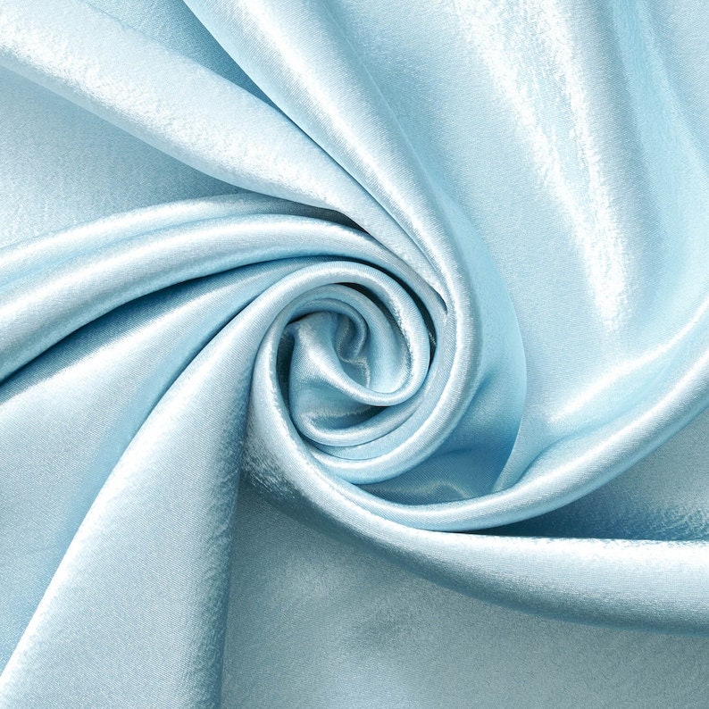 Crepe Back Satin - Bridal Solid Satin Fabric for Wedding Dress Fashion Crafts Costumes Decorations Silky Satin 58” Sold By Yard Light Blue