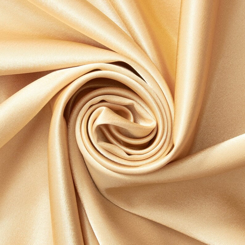 Crepe Back Satin - Bridal Solid Satin Fabric for Wedding Dress Fashion Crafts Costumes Decorations Silky Satin 58” Sold By Yard Gold