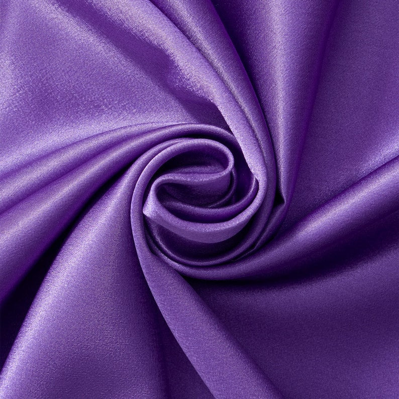 Crepe Back Satin - Bridal Solid Satin Fabric for Wedding Dress Fashion Crafts Costumes Decorations Silky Satin 58” Sold By Yard Purple