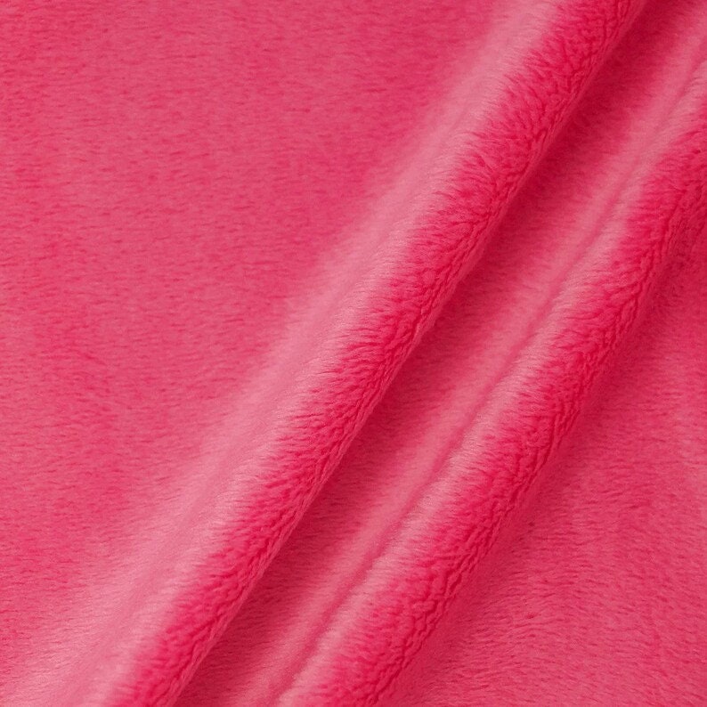 Minky Solid Baby Soft Fabric - Sold By Yard Baby Blanket Crafts Decor Soft Cuddling - Quilting, Baby Accessories, Pillows, Throws, Hot Pink