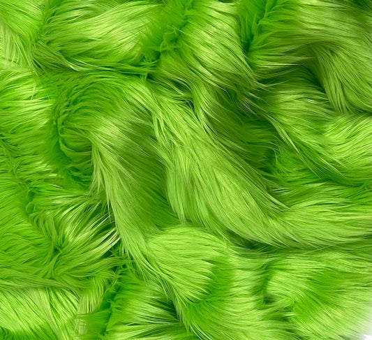 Solid Shaggy Faux Fur Fabric - Sold By Yard - 60" Width For Coats Costumes Scarfs Rugs Crafts Decor - Quilting, Pillows, Throws, Lime